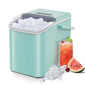 Ice Makers Countertop with Handle, Portable Ice Machine, 9 Bullet Ice Cubes in 6 Mins, 26lbs in 24Hrs, Auto-Cleaning, with Basket and Scoop, for Home, Kitchen, RV, Camping, Black