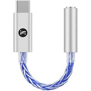JCALLY JM6 Pro USB C Type-C to 3.5mm Dual DAC CX31993 MAX97220 digital audio portable decoding amp Hifi DAC mobile headset adapter for iPhone 15 plus max Galaxy S23 Ultra Android phone(Silver Blue)