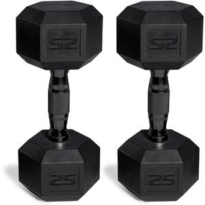 Coated Dumbbell Set with Black handles, 25LBx2