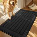 Color&Geometry Door Mat Indoor Entrance 17"x29" Non Slip Dirt Trapper, Absorbent Doormat, Washable Rug for Entryway, Low Profile, Easy Clean Patio Porch, Black, (Rolled-up NO Creases)