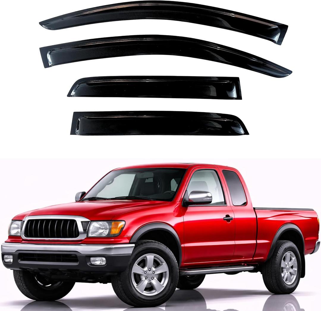 KPY Rain Guards Fit for 1995-2004 Toyota Tacoma Access Cab, Out-Channel Window Visors Vent Wind Deflectors 4PC, Truck Accessories for 95-04 Toyota Tacoma (Extended Cab Only)