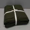 FOSSA Duvet Cover Set 100% Washed Cotton Linen Feel Super Soft Breathable Cozy 3 Pieces Bedding Sets Solid Olive Green King (King (104"  90"))