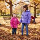 WeatherTamer Girls' Fleece-Lined Hooded Puffer Jacket, Black, 4