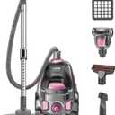 Canister Vacuum Cleaner, 32Kpa 1600W Cyclon Power, Dust Full Indicator, Double HEPA Filters, 3.7Qt Large Capacity, Lightweight Vac for Hard Floors, Carpets, Pet Hair, Pink