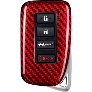 T-carbon Real Glass Fiber Key Fob Cover fit for Lexus,Key Fob Protector Fits for Lexus LX570 RX450 RX350 RC300 IS350 GS LC Remote Key Case,Red
