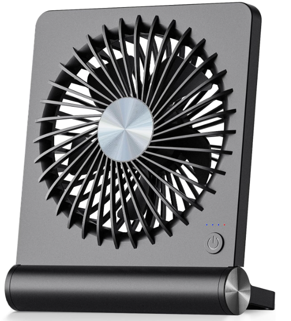 Koonie USB Fan, Strong Wind Ultra Quiet Small Desk Fan 220° Tilt Folding 3 Speeds Adjustable USB-C Corded Powered Personal Fan for Home Office Desktop Black