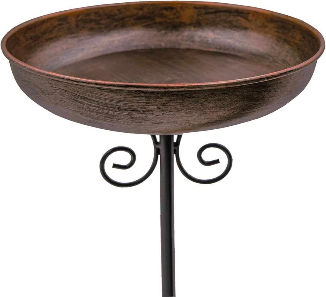 Small Metal Bird Bath for Outdoors, 10" Dia Bowl with Stake Birdbaths Garden Yard Lawn Decor 0.4 Gallon
