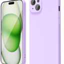 oakxco for iPhone 15 Plus Phone Case Liquid Silicone, Cute Thin Slim Soft Rubber Gel for Women Men, Smooth Matte TPU Plain Solid Color Girly Simple Case with Camera Cover Protection, Purple Lavender