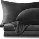 BEDELITE Flannel Sheets Full Size Dark Gray - Super Soft Fleece Sheets Set Fluffy Extra Plush, 4 Piece(Include Fitted Sheet, Flat Sheet, 2 Pillowcases)