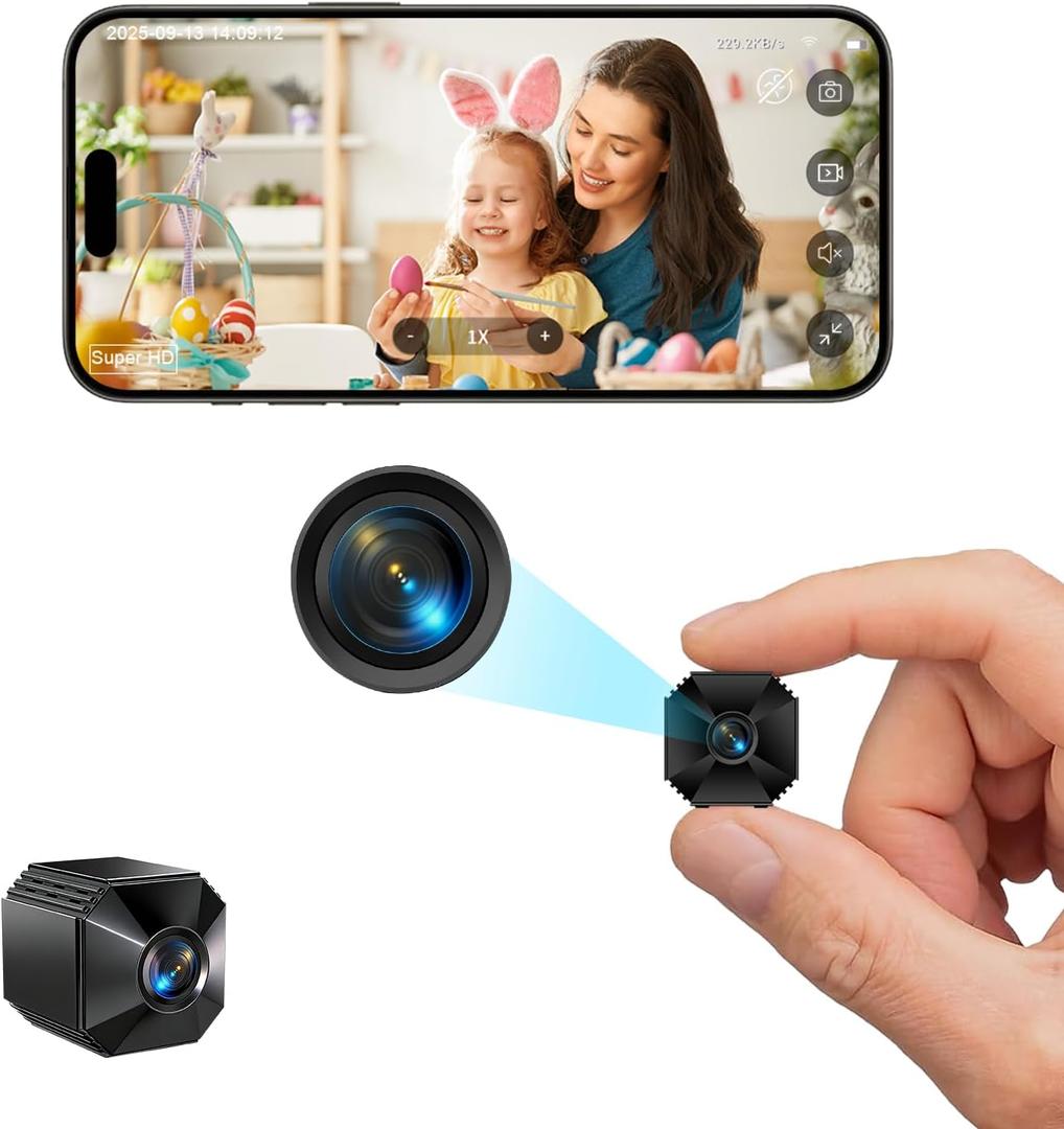 Mini Camera - 4K HD Wireless Small Camera - Tiny Indoor Security Camera with Auto Night Vision & AI Motion Detection - Nanny Cam with Real Time Alerts - WiFi Camera for Pet, Baby, Nanny, Home, Office