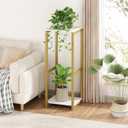 Plant Stand Indoor Corner Tall 2 Tier Metal Modern Flower Storage Plant Shelf Holder for Living Room Balcony Garden,Gold (2 Tier-Gold)