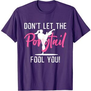 Funny Girl Karate Design Kids Women Kickboxing Black Belt T-Shirt, S