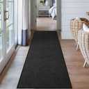 GOYLSER Black Runner Rugs for Hallway Non Slip, Low Profile Polyester Kitchen Rug Runner Carpet, 120"X28" Farmhouse Kitchen Mat Stain Dirty Resistant Hall Rug