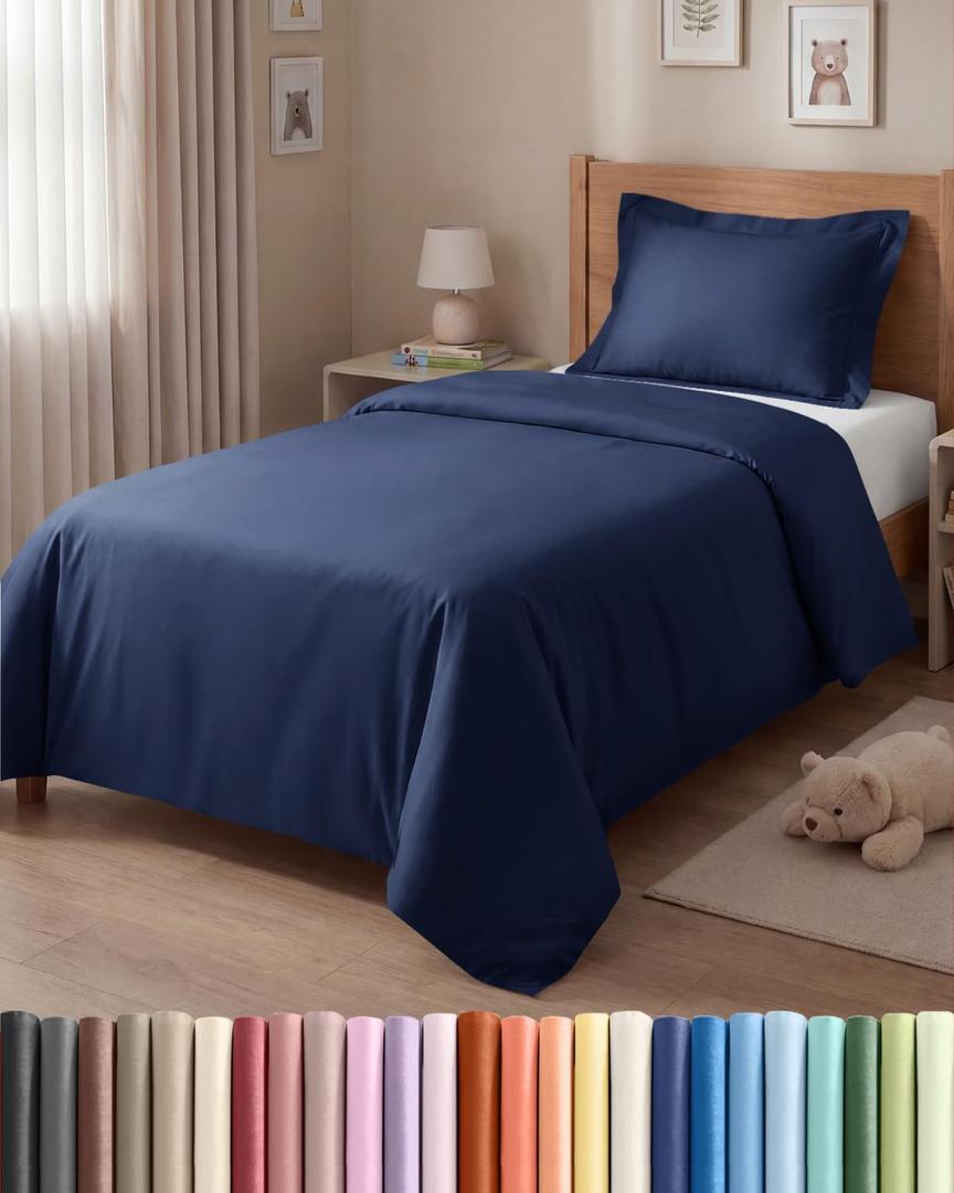 Duvet Cover Twin/Twin XL Size Set - Extra Soft Twin/Twin XL Duvet Cover 68" x 90" with 1 Pillow Sham - Hotel Luxury, Easy Care, Fade Free with Zipper Closures & Ties - Comfy & Breathable (Navy Blue) (25 - Navy Blue (No Comforter))