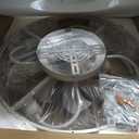 LEDIARY Caged Ceiling Fans with Lights, White Flush Mount Ceiling Fan with Remote, Small Low Profile Bladeless Ceiling Fan Light Fixture for Bedroom, Kitchen, Dining Room-White Gold Color (Medium)