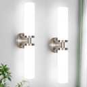 Wall Sconces Set of Two, Brushed Nickel Gold Bathroom Sconces Wall Lighting with Milky White Glass, Hardwired Modern Sconces Wall Decor Set of 2 Bathroom Light Fixtures for Mirror Living Room Bedroom, 22inch - 2PC