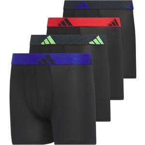 adidas Youth Performance Boxer Brief, Kids Underwear, Athletic Fit Microfiber Boxer Briefs (Small, Black/Semi Lucid Blue/Signal Green)