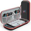 DIGIROOT Switch Case for Nintendo Switch 2 (2025) and Switch / OLED, Portable Travel Carrying Case, Slim Hard Shell Protective for Switch 2 Accessories with 10 Game Card Slots (Black & Red)