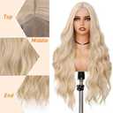 FAVE Long Blonde Wig Wavy Synthetic Wig Platinum Blonde Wig Middle Part Natural Blonde Wig Wigs for White Women(28 Inches)