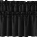 H.VERSAILTEX Blackout Valances for Window, Black Kitchen Valances Curtains for Living Room/Bedroom/Bathroom Short Window Privacy Decorative Rod Pocket 2 Packs, 52" W x 18" L, Black