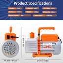 BACOENG 5 CFM Vacuum Pump, 110V 1/3HP Single Stage Rotary Vane HVAC Vacuum Pump with Oil, for R32 R1234yf R134a R410a R12 R22 AUTO AC Refrigerant Recharging