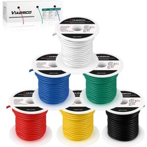 18 Gauge Wire - 600FT, 100ft Spool, 6 Colors, Copper Clad Aluminium, Low Voltage, Hookup Wire Kit for Breadboard/Automotive/DIY/Battery