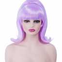 Rugelyss Short Wavy Light Purple Wig with Bang Big Bouffant Beehive Wigs for Women fits 80s Costume or Halloween Party