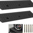 2 Pcs 2" Rubber Curb Ramp Threshold Ramps, 2" H 38.5" L 9.5" W, Heavy Loading 3 Tons (6600 LB) Capacity, Car Slope for Driveway Dock Bike Vehicle Warehouse Motorcycle