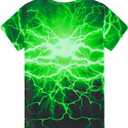 Funnycokid Boys Girls Shirts Graphic T-Shirt Neon Clothes Kids Novelty Youth Short Sleeve Animal Print Tees 4-16 Years (Green)