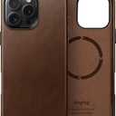 Genuine Leather Case for iPhone 16 Pro 6.3 inch, Oil Wax Full-Grain Leather, Compatible with MagSafe, Metal Buttons and Camera Bezel (Rustic Brown)