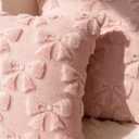 baotongle 2pcs Light Pink Bow Pillow Covers Room Decor Aesthetic Decorative Valentine Throw Pillow Soft Plush Faux Pillowcase for Room Decor Bedroom Couch 18x18 Inch(2, Pink, 17.7x17.7inches)