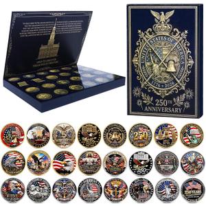 24Pcs 250th Anniversary Commemorative Coins, 2026 Eagle Anniversary Coin for Collectors Adults