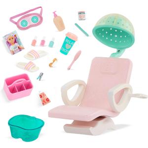 Glitter Girls  14-Inch Doll Accessories  Salon Chair & Styling Playset  Hooded Hair Dryer, Foot Bath, Pretend Nail Polish  3+ Years Childrens Toys
