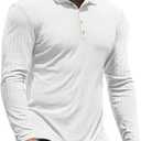 NITAGUT Men's Polo Shirts Shorts& Long Sleeve Casual Slim Fit Workout Shirts (White, XXL)