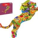 PINU Jigsaw Puzzles for Kids Ages 3-5, 6-8, 8-10, Children Colorful Fun Animal Shaped Puzzle Learning Educational Toys Gifts Games for Boys and Girls (Lion-80 PCS)