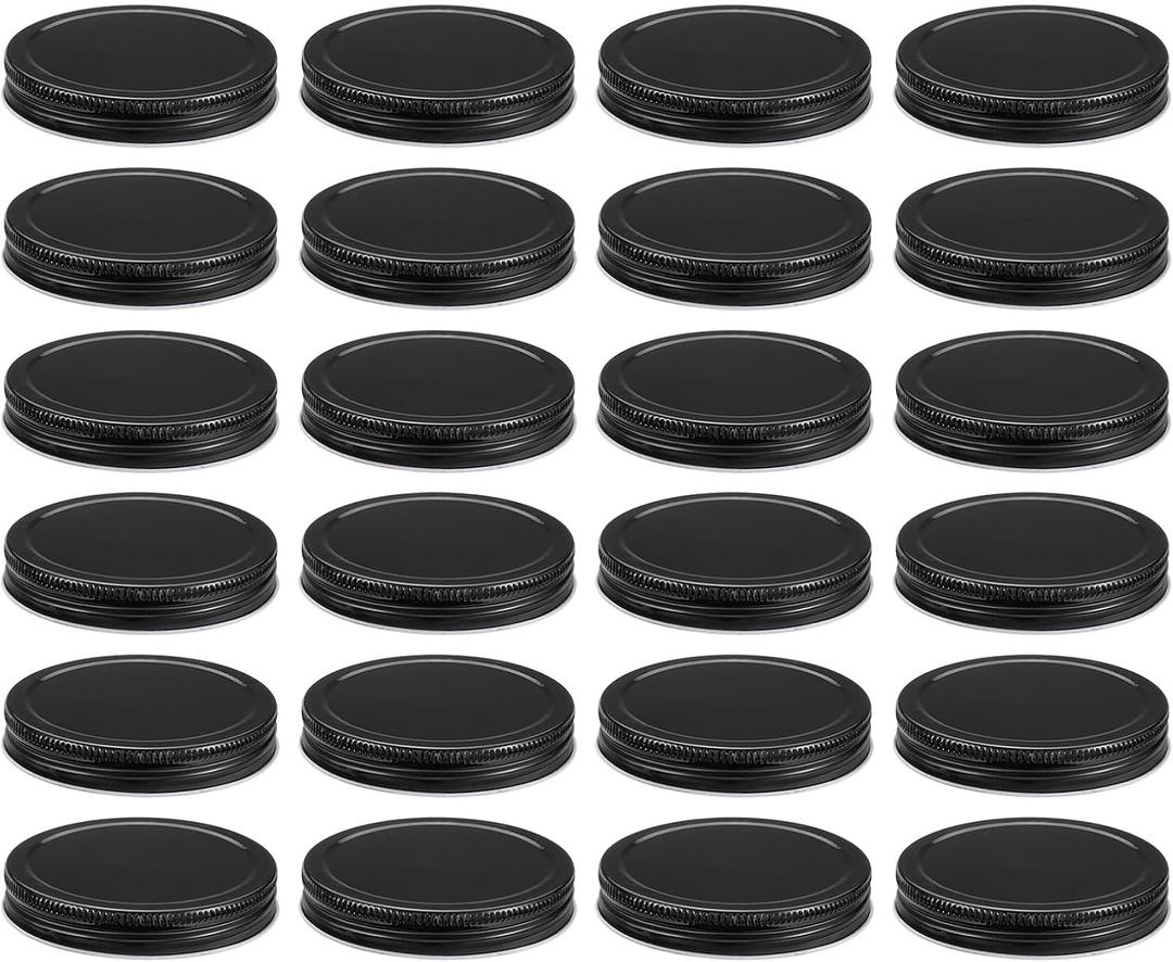 uxcell 24pcs Wide Mouth Mason Jar Lids, 86mm Mason Canning Jar Lids with Airtight Seal and Leakproof, Mason Storage Covers Caps for Mason Jar, Black