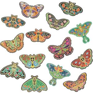 Lyrow 14 Pcs Moth Iron on Patches Appliques Colorful Insect Embroidered Sew on Patches Bulk for DIY Clothing Hat Jacket Backpack Summer Camping Party Decoration