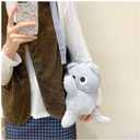 Adorable Cat Plush Shoulder Bag - Kawaii Animal Shape Crossbody Bag, Novelty Purse Wallet Messenger Bag for Womens (Gray)