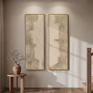 Long Narrow Framed Neutral Abstract Vertical Wall Art Set of 2, Oversized Modern Canvas Prints Paintings Artwork for Walls, Beige Minimalist Pictures for Hallway Entryway Living Room Bedroom Wall Decor, 20"W x 60"H x 2Pcs