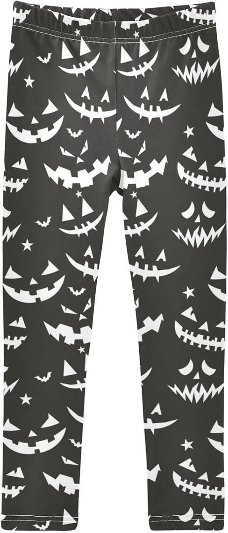 Halloween Pumpkin Black Printed Girls Toddler Leggings Kids Athletic Tights Pants Ankle Length S
