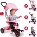 Radio Flyer 4-in-1 Pedal & Push Stroll 'N Trike, Ages 1-5, Toddler Tricycle & Stroller, High-Density Foam Tires, Parent Push Handle, UV Canopy, Removable Tray, Headrest & Seatbelt, Stroller Tricycle, Large