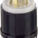 Leviton 30 Amp, 125/250 Volt, NEMA L14-30P, 3P, 4W, Locking Plug, Industrial Grade, Grounding, 2711, Black-White