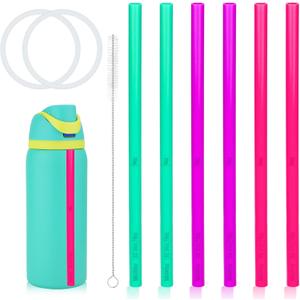3 x 6pcs Straw Replacements for Owala FreeSip 24 oz 32 oz, Reusable Plastic Straws with 2 Seal Lid Gaskets and 1 Cleaning Brush for Owala 14/19/24/32/40oz Water Bottle Tumbler Cup Accessories Parts