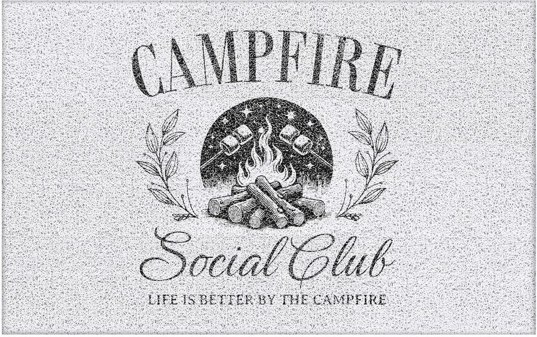 Camping Door Mat, Campfire Camper Doormat for RV Cabin Home Outdoor Indoor Entrance, Camping Welcome Mats for Front Door Porch Outside Entryway, 17x30 Inches (Travelling03)