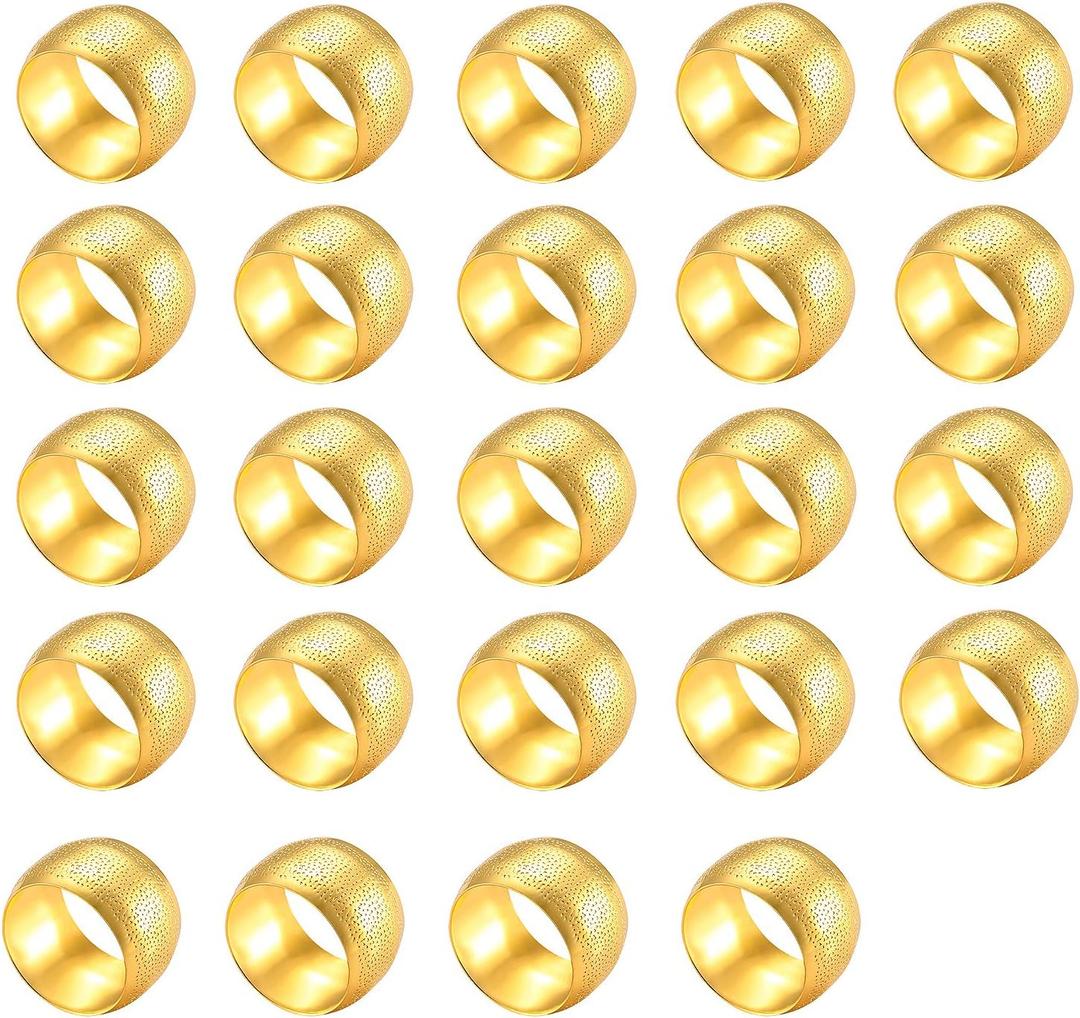 Napkin Ring, Round Metal Serviette Napkin Holder for Wedding Party Dinner Table Decoration (24 Pack Gold)