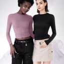 PUMIEY Women's Long Sleeve T Shirts Crew Neck Slim Fit Tops Sexy Basic Tee Smoke Cloud Pro Collection