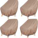 ULTCOVER Waterproof Patio Chair Cover 4 Pack  Outdoor Lounge Deep Seat Single Lawn Chair Cover Fits Up to 28W x 34D x 32H inches (Brown)
