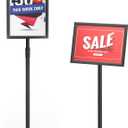 GUOHONG Heavy Duty Sign Stand Adjustable 8.5 x 11 Inch Sign Holder Aluminum Snap Open Frame Floor Poster Stand Vertical Horizontal Black