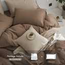 MooMee King Duvet Cover Set, 100% Washed Cotton Linen Like Twill Thick Sturdy Material Super Soft Breathable Durable Bedding for All Season, 3 Pieces (Bombay Brown, King 104"x90")