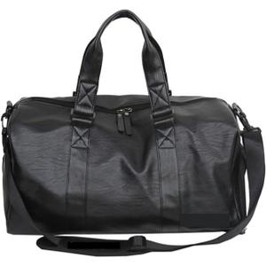 Gym Bags Sports Gym Bag Lady Leather with Letter Printing Fitness Bag for Shoes Male Solid Color Black Red Travel Shoulder Bag (Black)